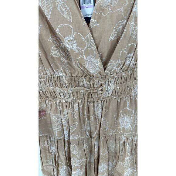 Tommy Hilfiger Petal Burnout Fit and Flare Dress tan summer lightweight - Picture 5 of 9